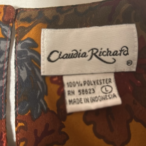 VINTAGE floral blouse made by CLAUDIA RICHARD. Size L - Picture 4 of 4